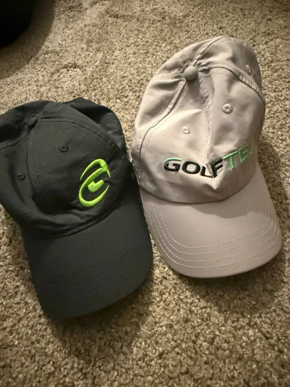 GolfTEC Hat Lot of 2 | Adjustable Golf Caps AHEAD MidFit & Pukka Black Khaki